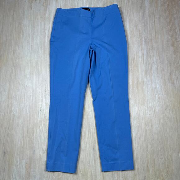 NWT Talbots Blue Cotton Spandex Stretch Straight Leg Ankle Career Dress Pants 12 - Picture 1 of 14